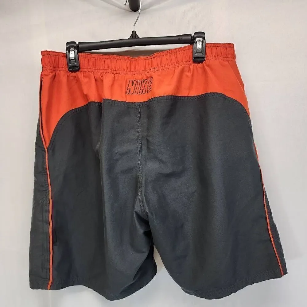 Nike Swim Trunks Mens Gray Orange Board Shorts Size Large E15